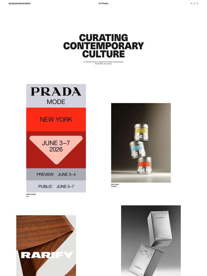 On Display museum website design