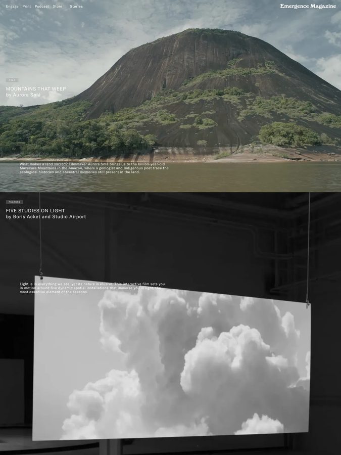 Emergence Magazine website design