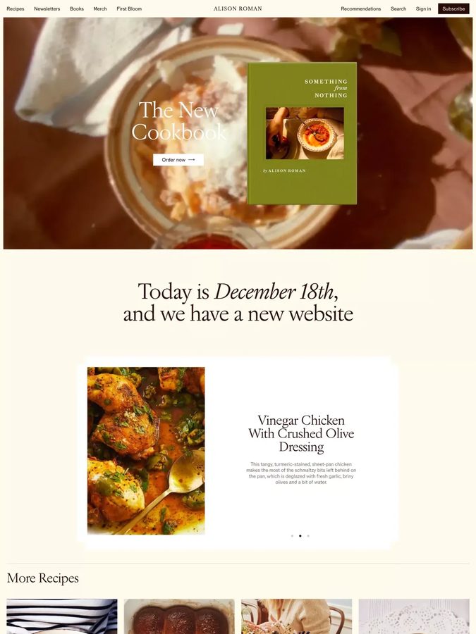 Alison Roman website design