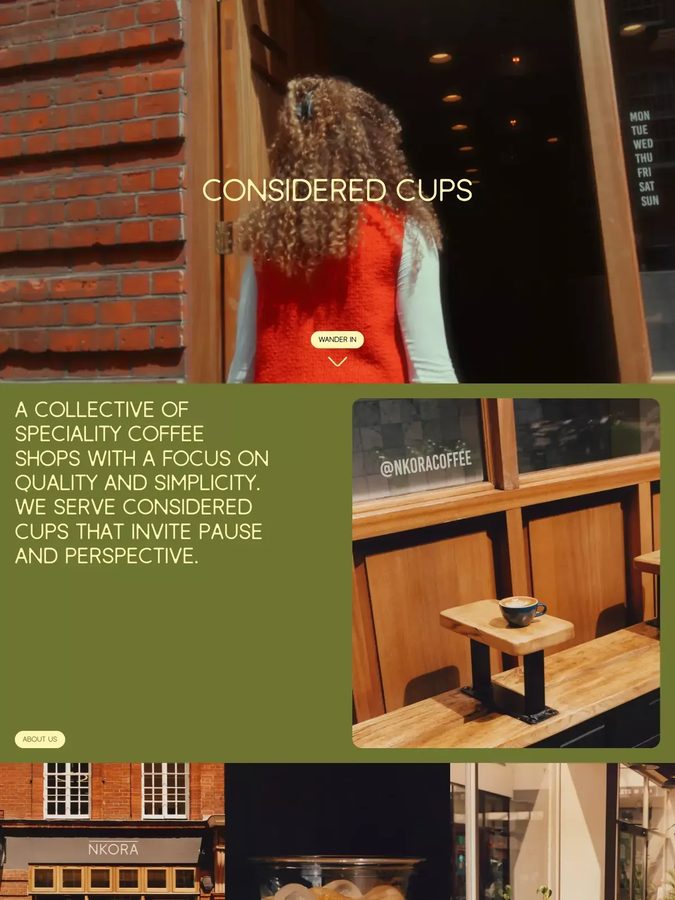 Nkora coffee website design
