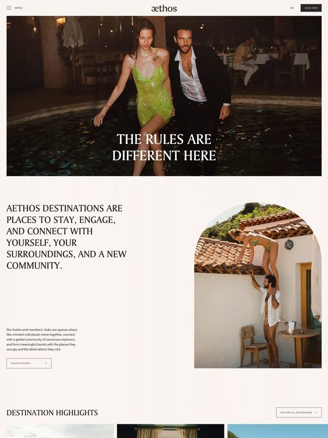 Aethos Hotels website design