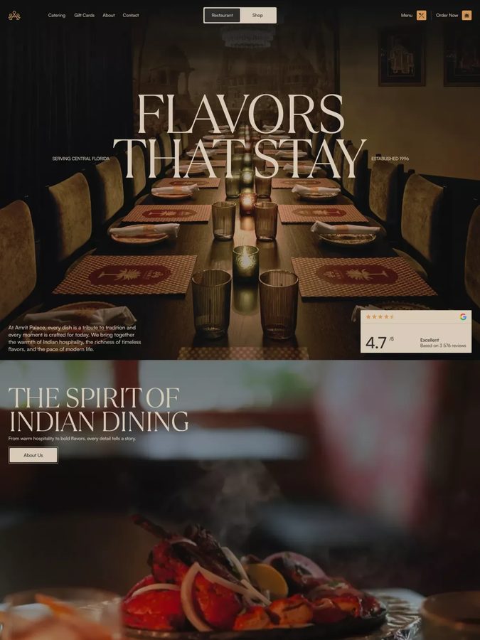 Amrit Palace website design